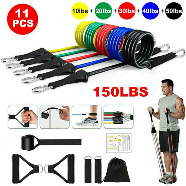 CrossFit Resistance Bands - 11Pcs/Set Up to 150lbs - At Home or On the Go Fitness!