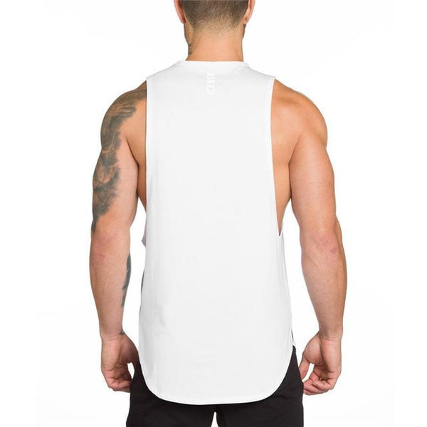 Men Long Tank Muscle Workout T-Shirt Bodybuilding Gym Athletic Training Sports Tops