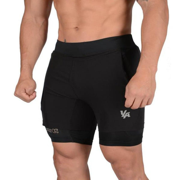 Men's Fitness Double-Layer Running Short with Phone Pocket
