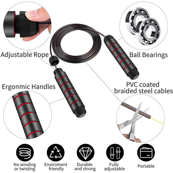 At Home Fitness Combo Kit – AB Roller with Knee Pad, Pushup Bar, Resistance Bands, and Skipping Rope